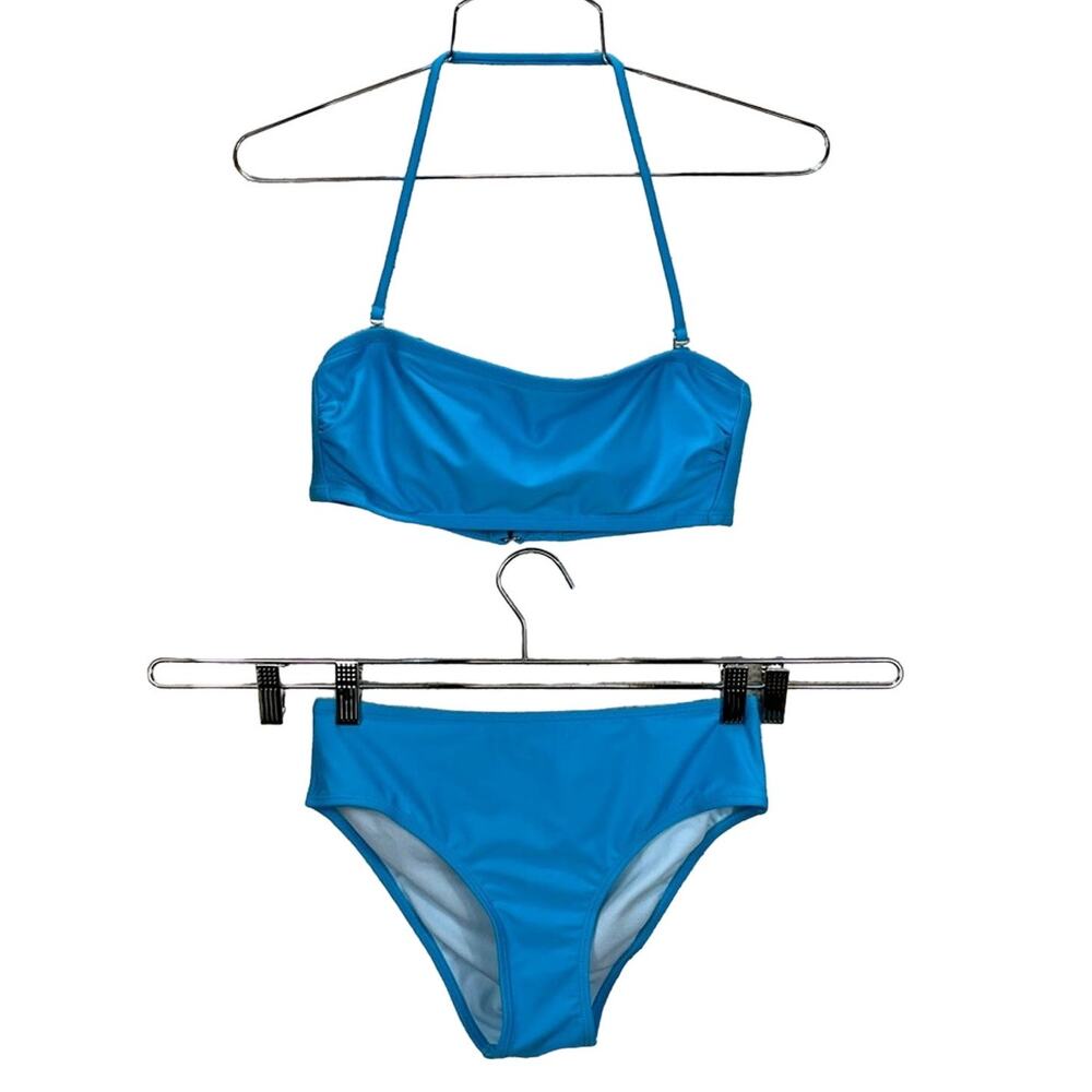 NWT CUPSHE Blue Square Neckline‎ Halter Bikini Top Bottom Set Sz Small